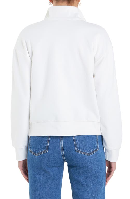 Shop English Factory Sports Club Patch Half Zip Sweatshirt In White