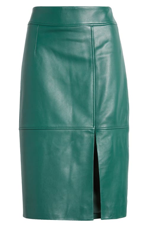 Hugo Boss Slim-fit Pencil Skirt In Grained Leather In Neplica