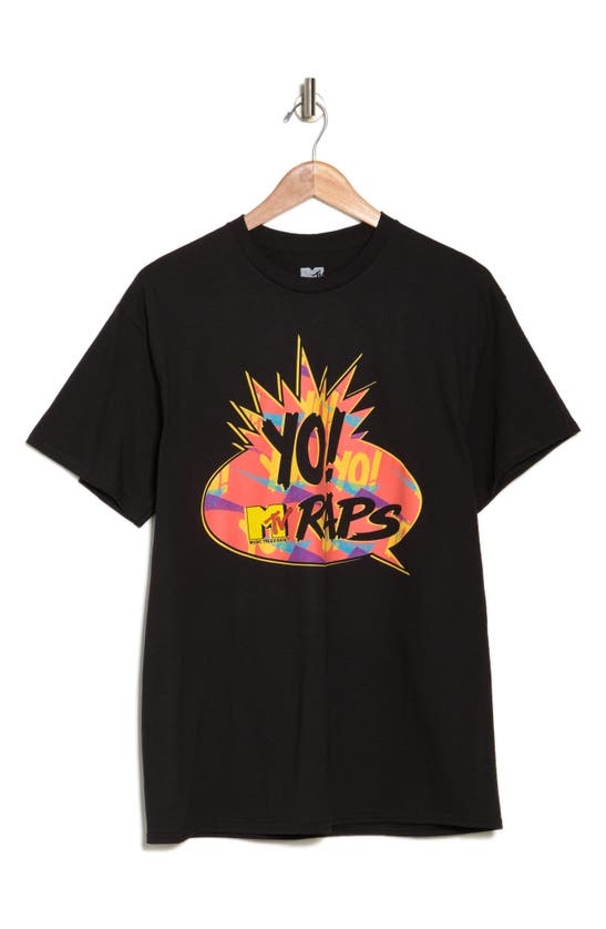 Shop Philcos Mtv Yo Raps Cotton Graphic T-shirt In Black