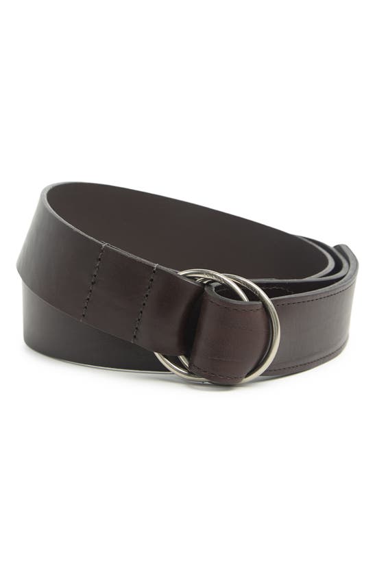 Shinola Double Ring Leather Belt In Darkbrown