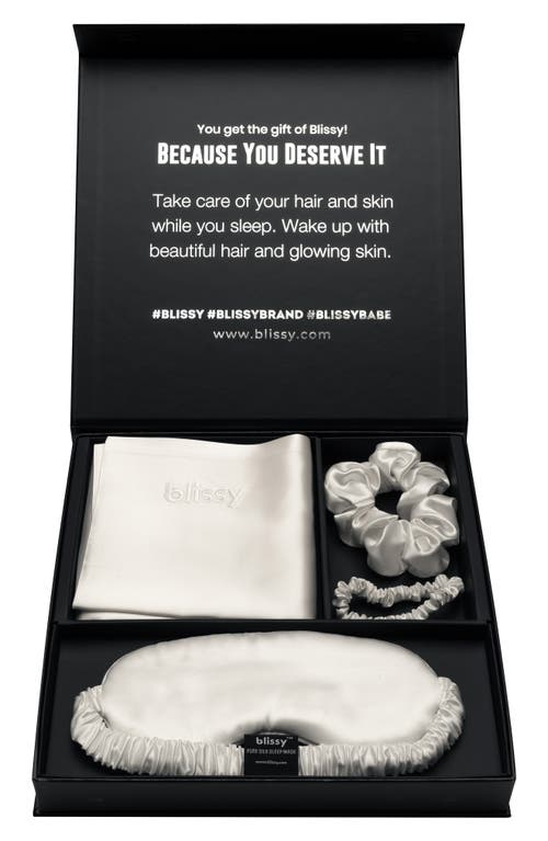 Shop Blissy Dream 4-piece Mulberry Silk Set In Whitednu