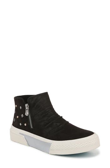 Blowfish Footwear Blowfish Malibu Wave High Top Sneaker In Black Oiled Faux Leather