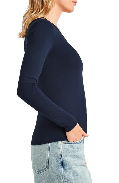 Shop Splendid V-neck Long Sleeve Tee In Navy