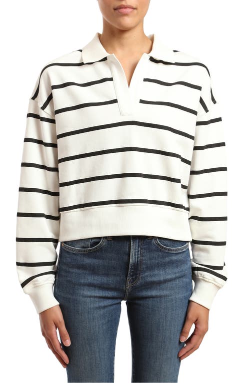 Stripe Sweater Polo in Black Striped