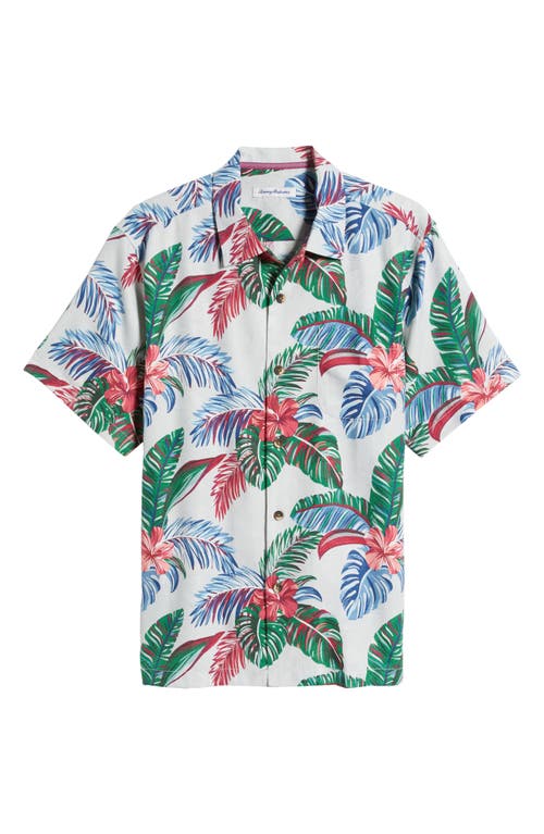 Shop Tommy Bahama Frond Fusion Short Sleeve Silk Blend Button-up Shirt In Breeze