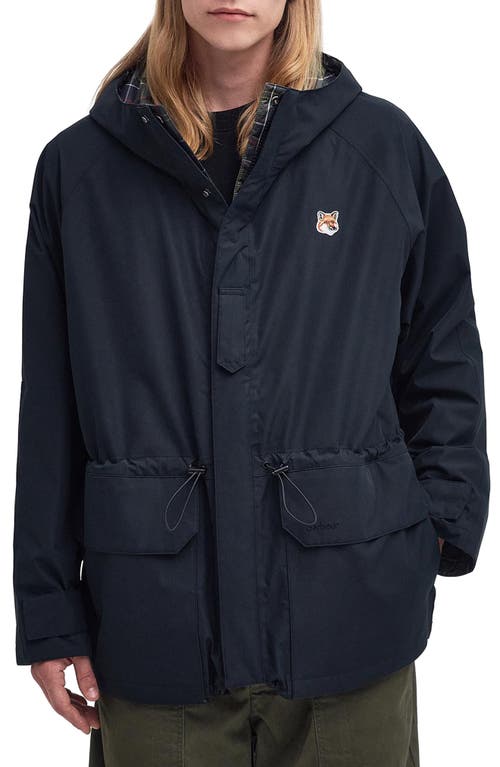 Barbour x Maison Kitsuné Military Waterproof Reversible Jacket in Black at Nordstrom, Size Xx-Large