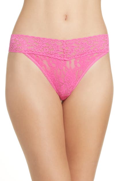 Hanky Panky Regular Rise Lace Thong In Hibiscus