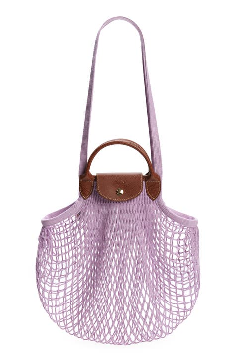 Longchamp - Authenticated Clutch Bag - Linen Purple Plain for Women, Good Condition