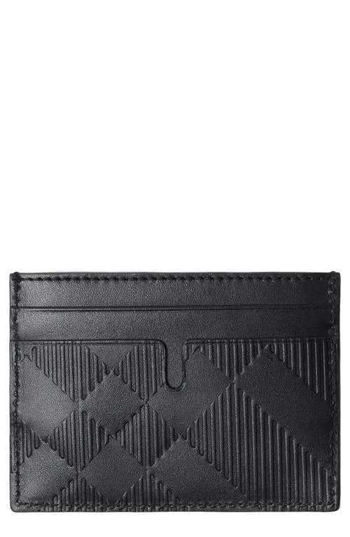 burberry Sandon Check Embossed Leather Card Case in Black at Nordstrom
