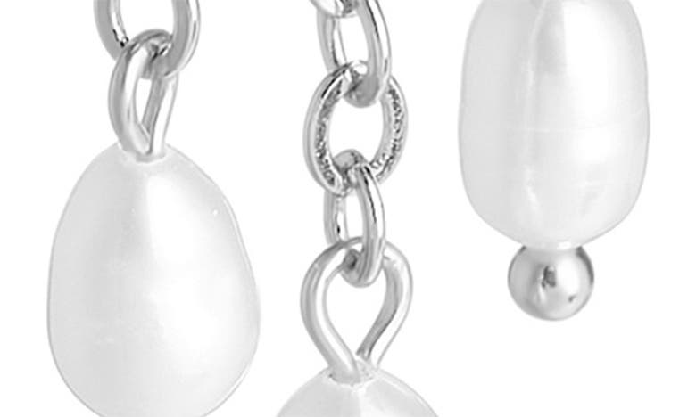 Sterling Forever Rhodium Plated 9mm Pearl Resin Chandelier Drop Earrings In Silver