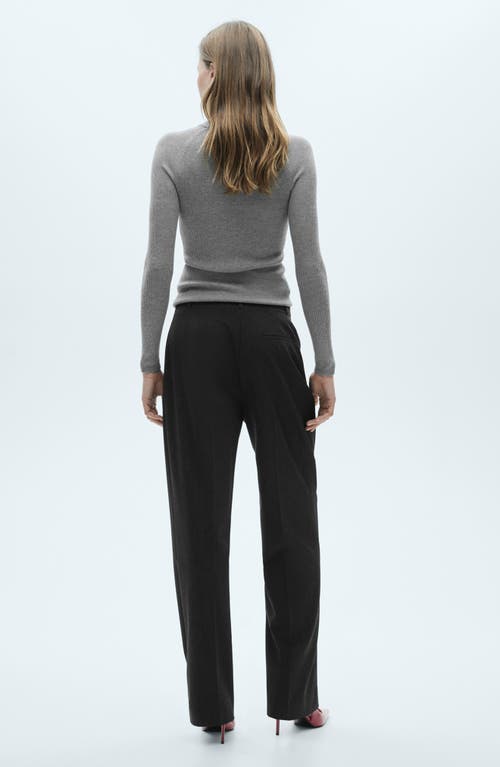 Shop Mango Rib Crewneck Sweater In Light Heather Grey