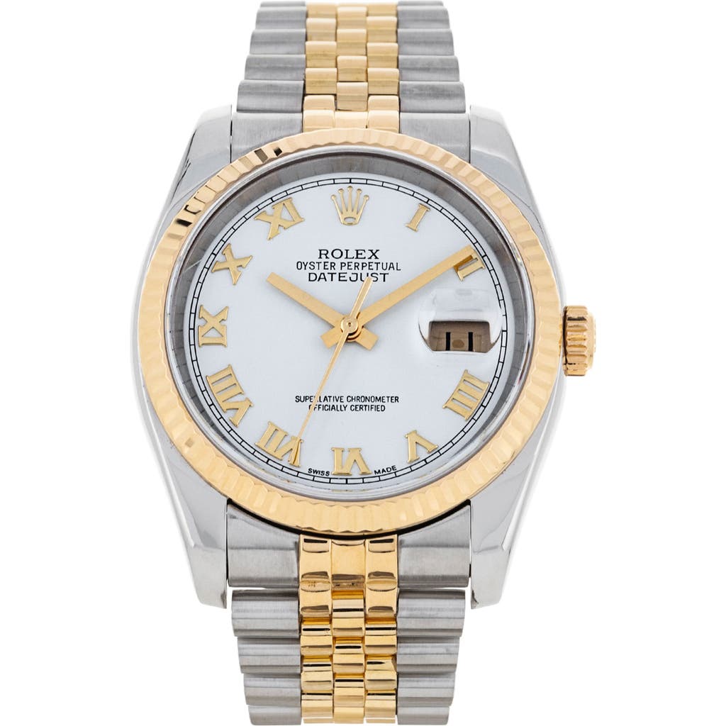 Watchfinder & Co. Rolex  Datejust Automatic Bracelet Watch, 36mm In White/silver/yellow Gold