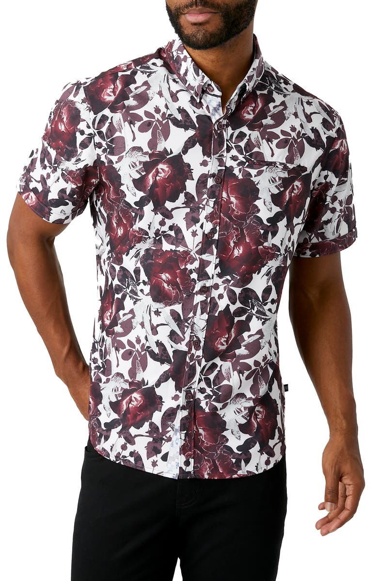 7 DIAMONDS Ruby Tuesday Floral Short Sleeve Button-Down Performance ...