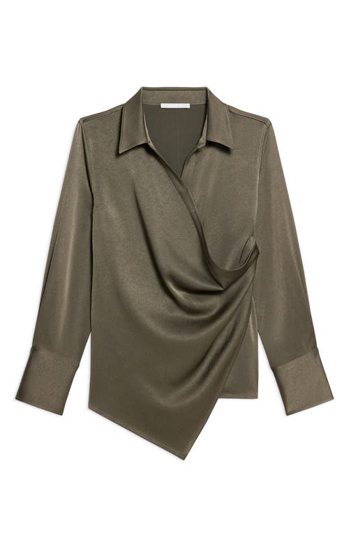 Shop Helmut Lang Relax Faux Wrap Shirt In Olive - F0x