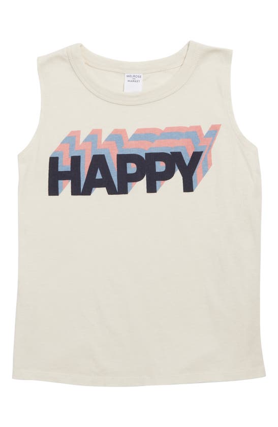 Melrose And Market Kids' Muscle Tank Top In Ivory Dove Happy