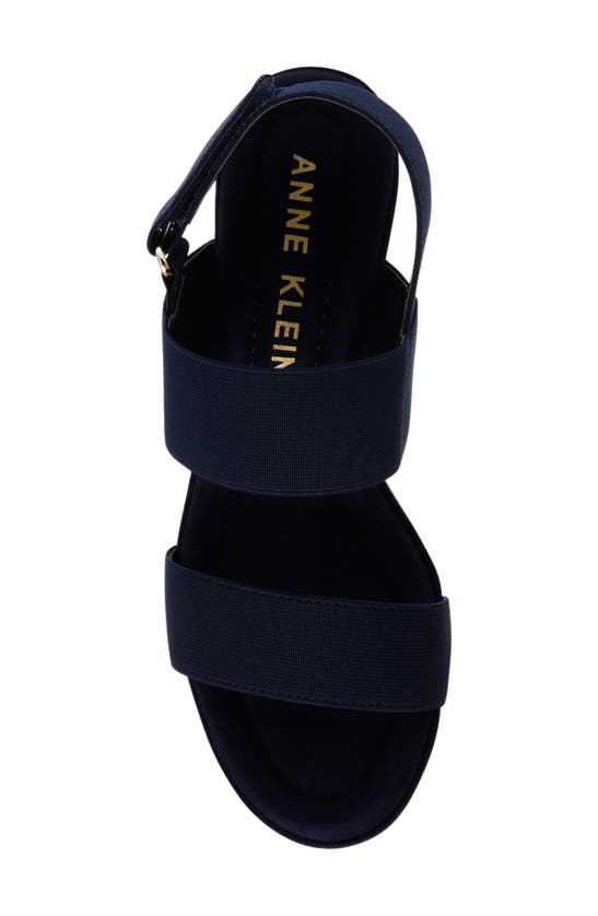 Shop Anne Klein Silvy Wedge Sandal In Navy Elastic