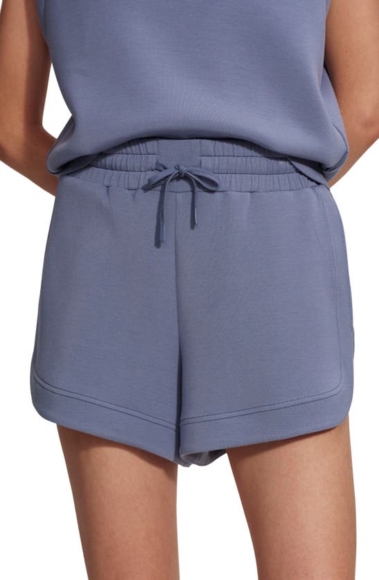 Shop Varley Ollie High Waist Sweat Shorts In Stone Blue