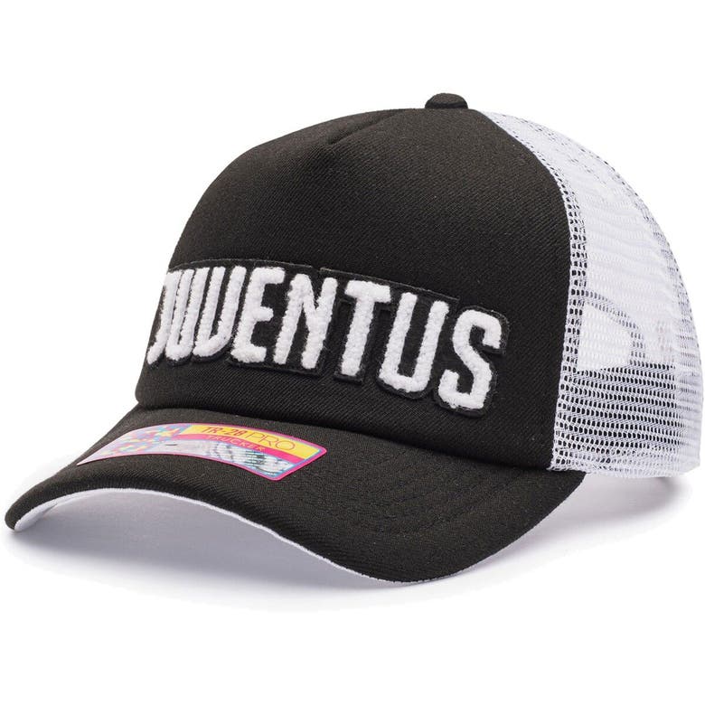 Shop Fan Ink Black/white Juventus Freshman Trucker Snapback Hat