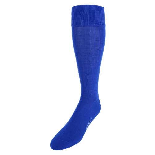 Shop Trafalgar Sutton Fine Merino Wool Solid Color Ribbed Socks In Royal Blue