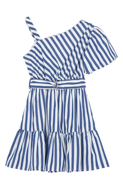 Habitual Kids Kids' Stripe One-Shoulder Dress in Blue