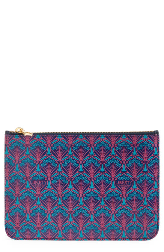 Shop Liberty London Coated Canvas Zip Pouch In Navy
