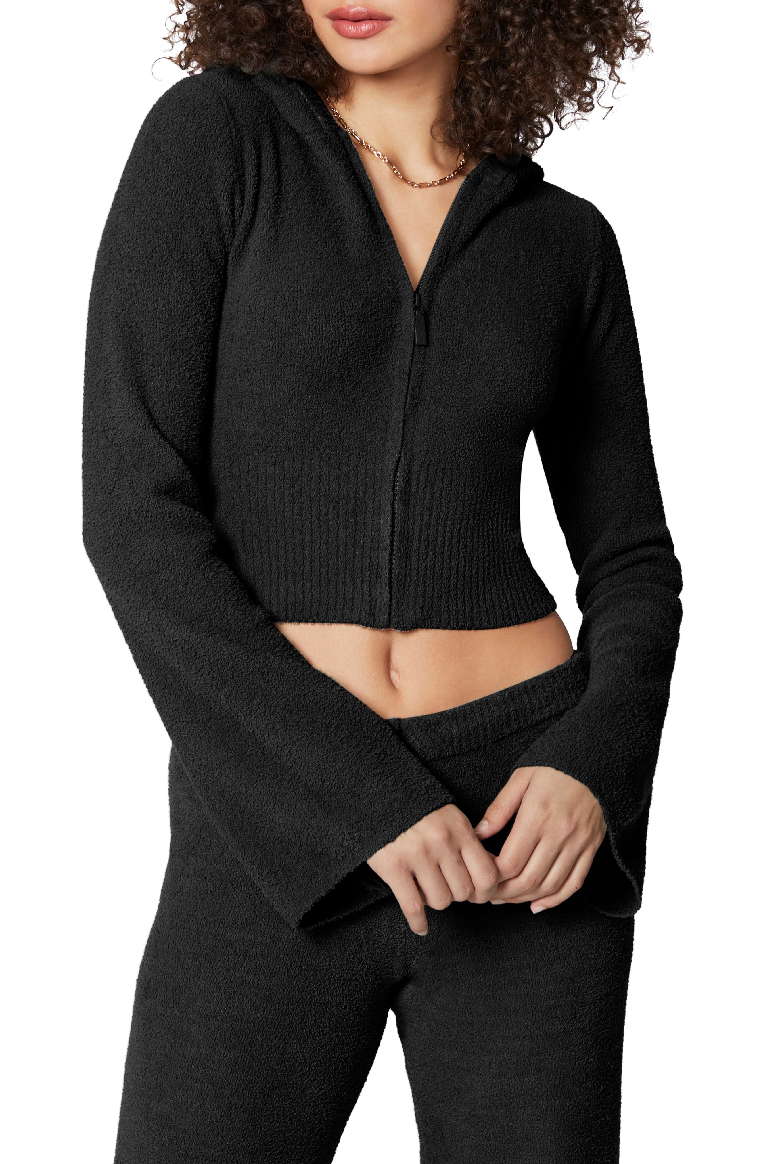 Florence by Mills Cozy Crop Zip Sweater Hoodie in Black Cover