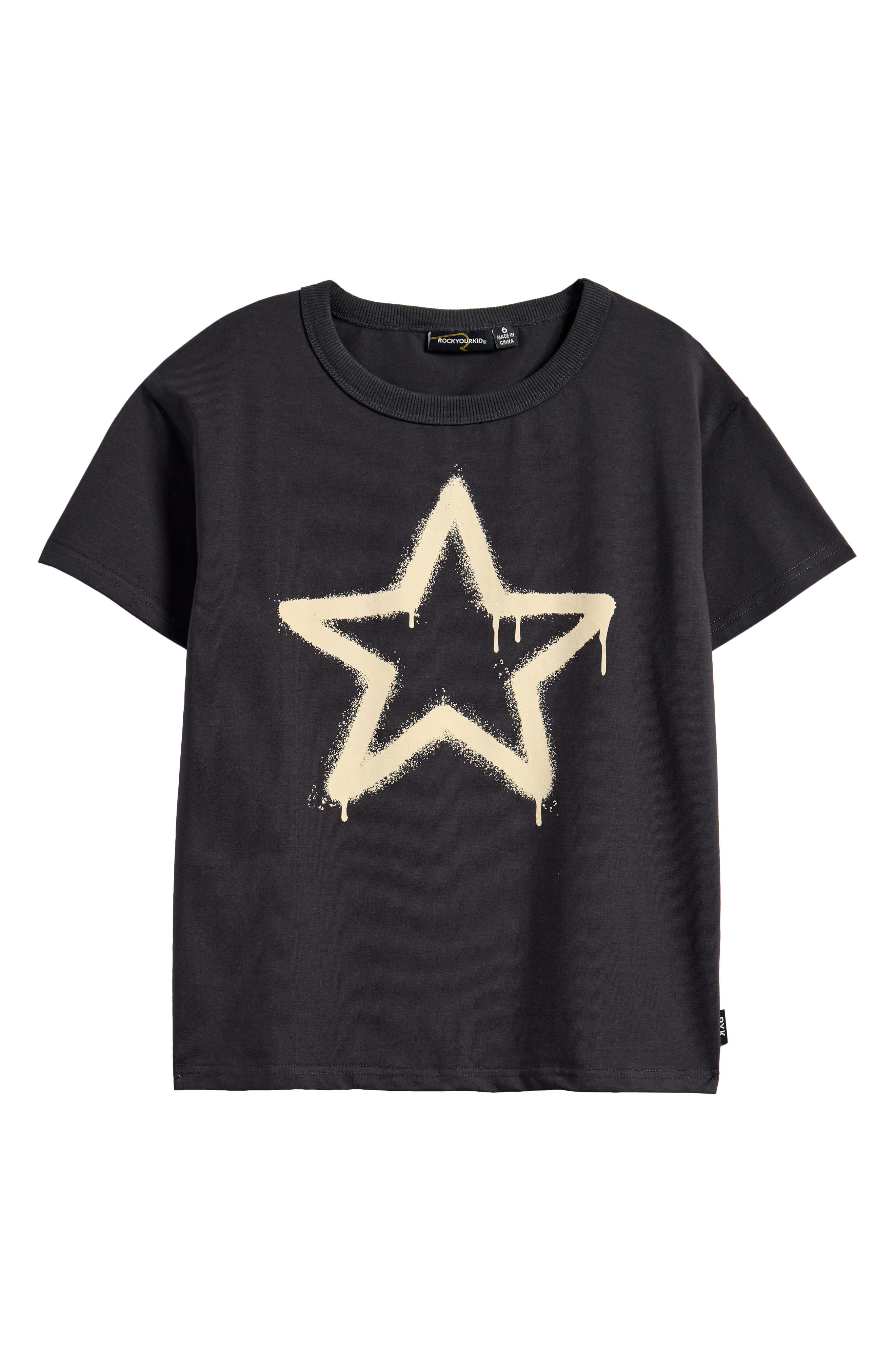 Rock Your Baby Kids' Star Cotton T-Shirt in Black 