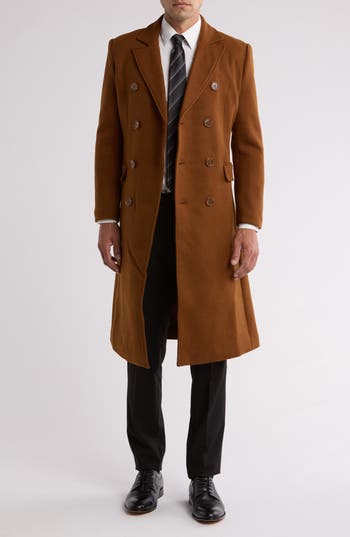 Braveman Double Breasted Coat In Caramel
