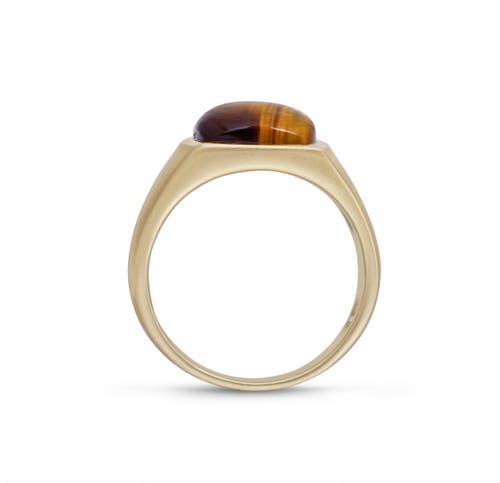 Shop Luvmyjewelry Chatoyant Yellow Tiger Eye Sterling Silver Men Signet Ring In 14kt Gold Vermeil On Sterling