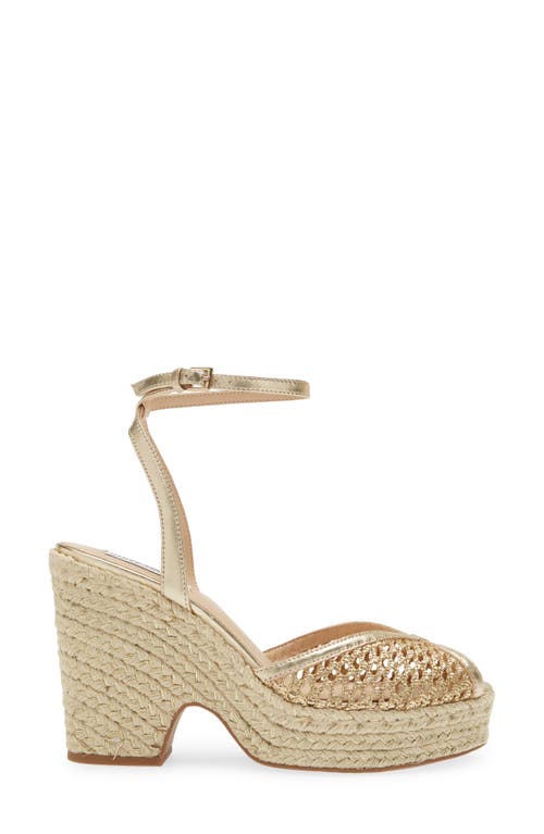 Shop Steve Madden Sydnee Espadrille Ankle Strap Sandal In Gold Raffia