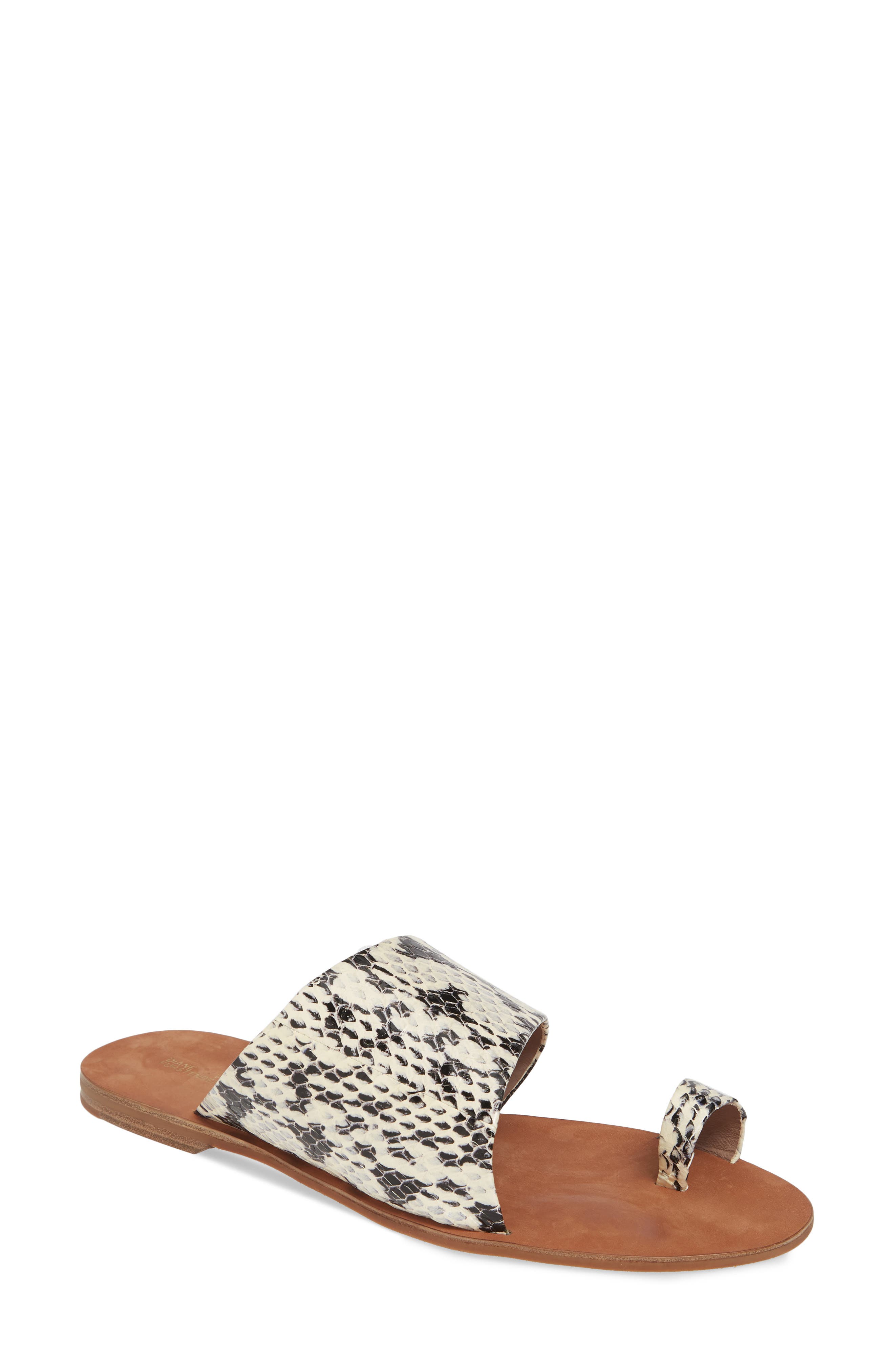 Diane Von Furstenberg Brittany Asymmetrical Flat Sandal, Beige