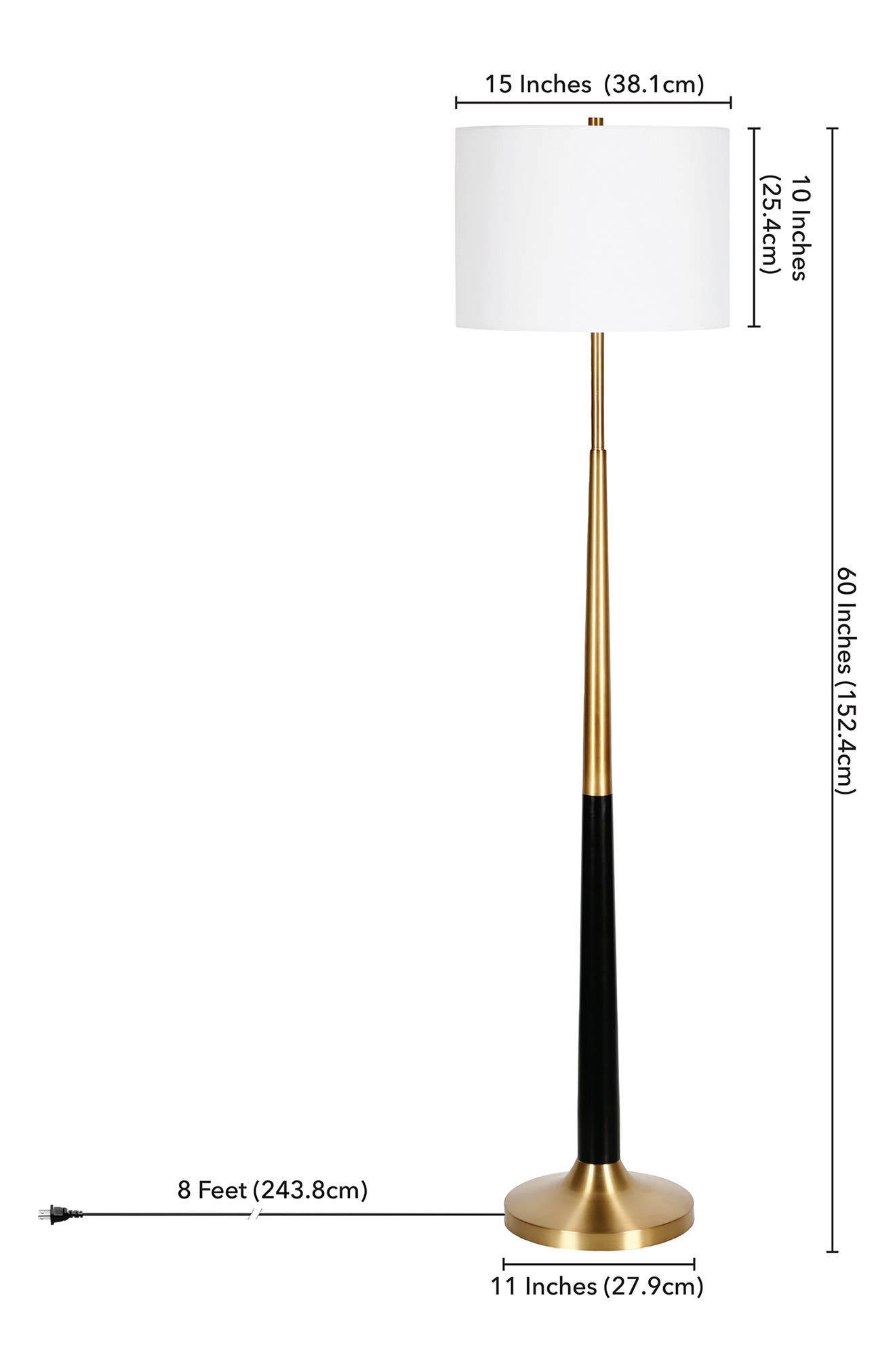 Hudson & Canal Lyon Two-tone Brushed Brass And Matte Black Floor Lamp In Gold/black