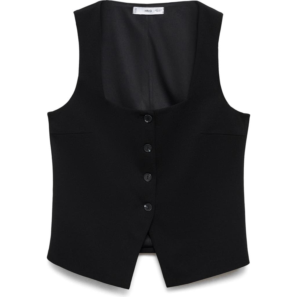 Mango Square Neck Vest In Black