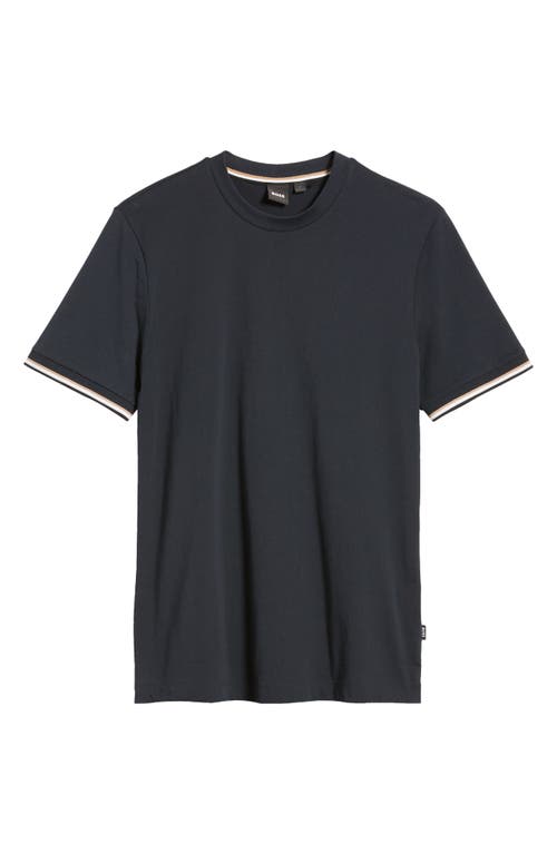 Shop Hugo Boss Boss Thompson Cotton T-shirt In Dark Blue