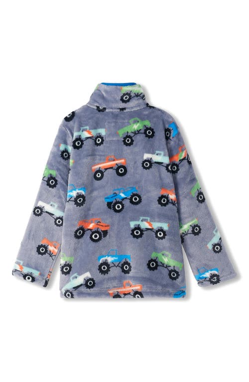 Shop Hatley Kids' Monster Trucks Fleece Zip Jacket In Folkstone Gray