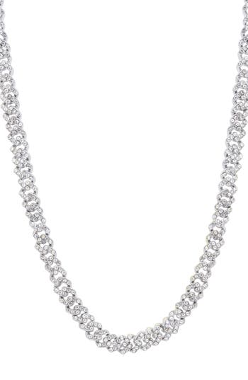 Adornia Crystal Curb Chain Necklace In Metallic