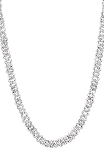 Adornia Crystal Curb Chain Necklace In Silver