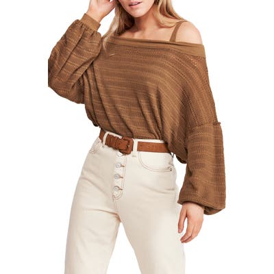 Free People Sistine Cold Shoulder Hacci Knit Top, Green