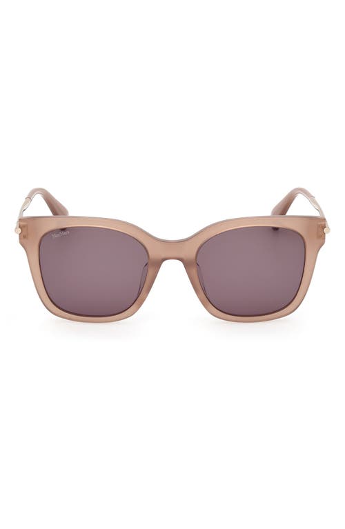 Shop Max Mara 53mm Square Sunglasses In Shiny Beige/brown