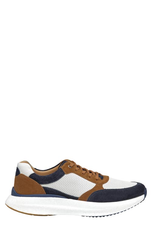 Johnston & Murphy Briley Perforated Sneaker In Navy Multi Suede/full Grain