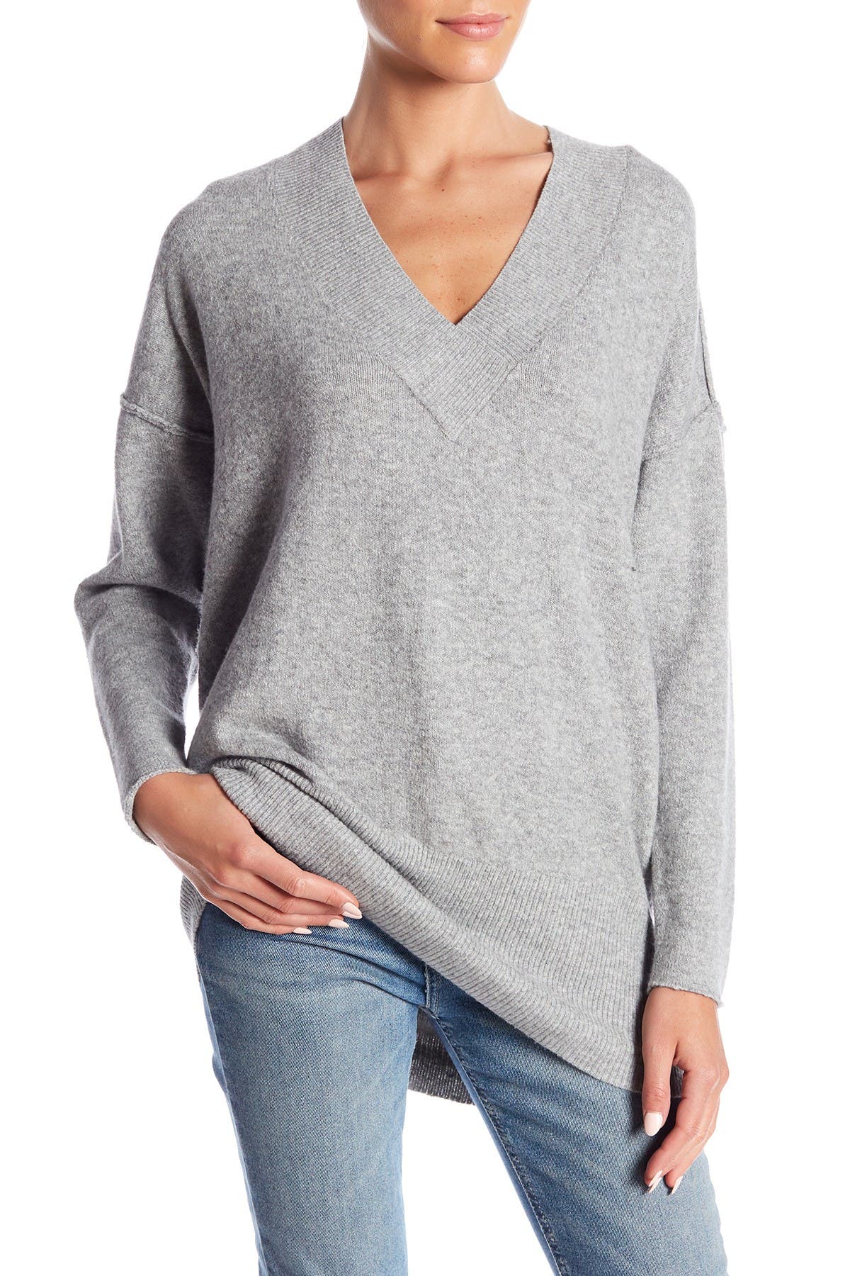 v neck tunic sweatshirt