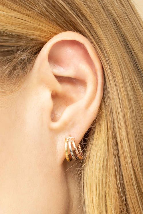 Oradina Women's 14k Yellow Gold Unity Mini Hoops In 14k Tricolor Gold
