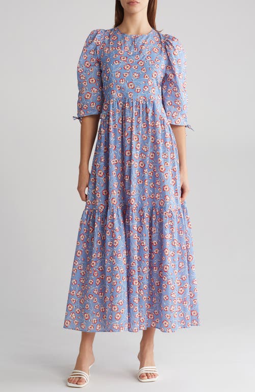 Shop Hugo Boss Boss Debest Floral Maxi Dress In Blue/red Red Ditsy Floral