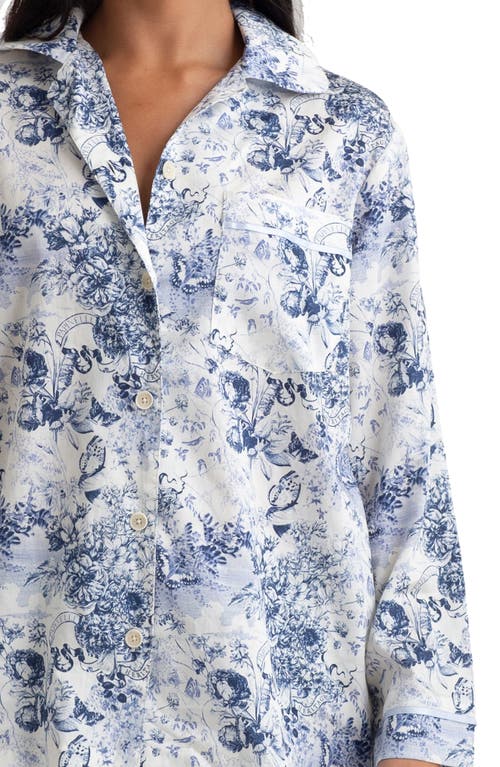 Shop Papinelle Toile De Jouy Cotton Sateen Pajamas In French Blue