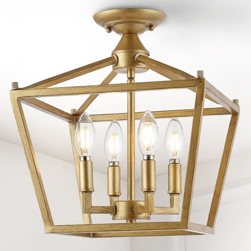Jonathan Y Plains 4-light Iron Modern Farmhouse Led Flush Mount In Brass Gold