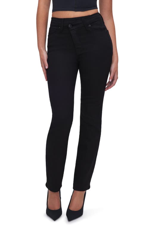 Good American Classic Crossover High Waist Jeans Black001 at Nordstrom