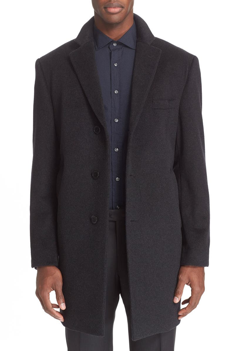 John Varvatos Star USA Trim Fit Solid Wool Blend Overcoat | Nordstrom