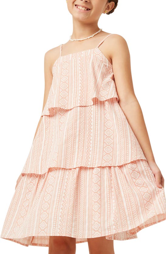 Shop Hayden Girls Kids' Geometric Tier Cotton Tank Dress In Pink