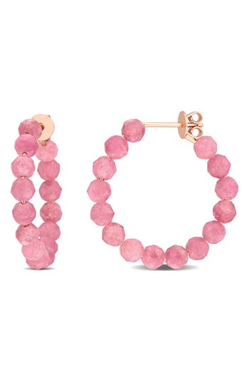 Delmar Faceted Hoop Earrings In Pink