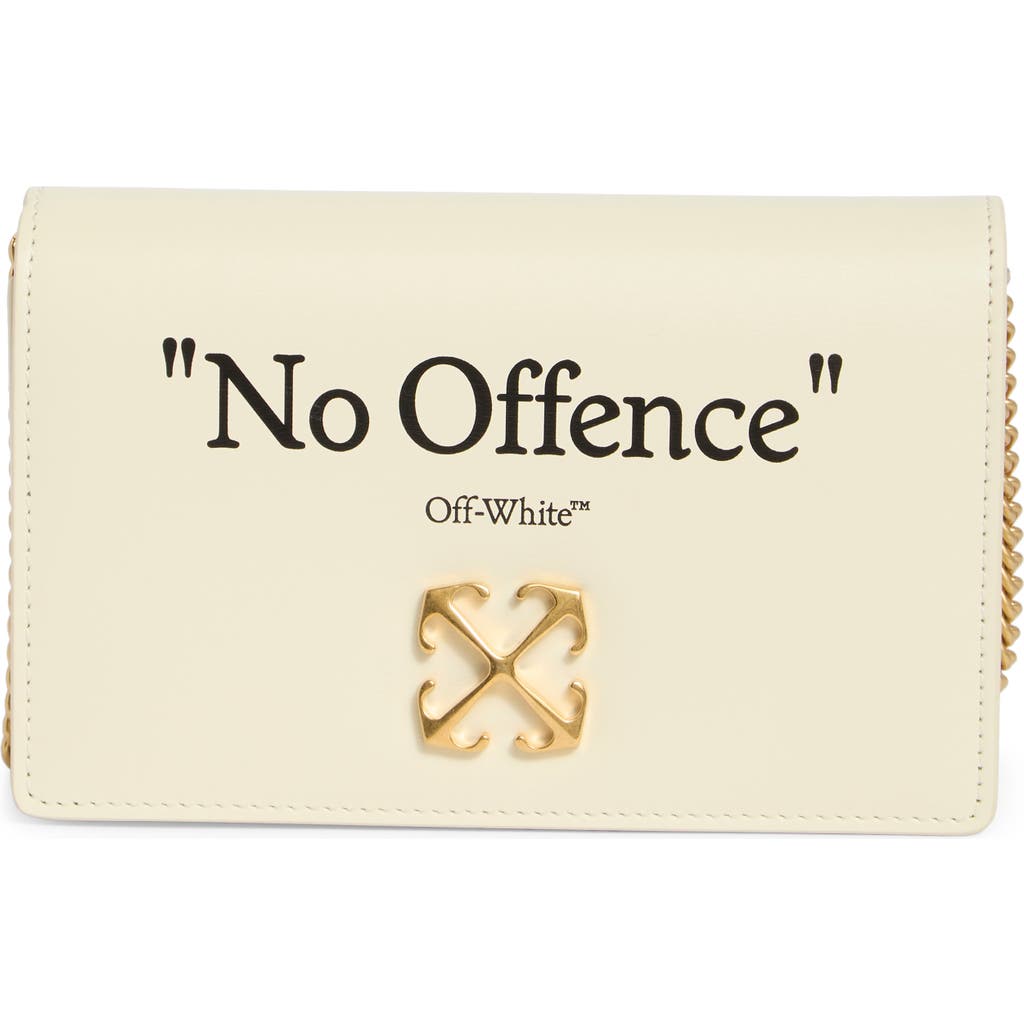 Off-white Jitney 0.5 Quote Leather Shoulder Bag In Beige Black